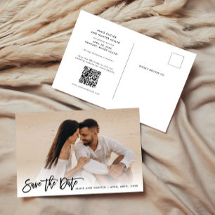 Carte Postale Faire-part Enregistrer la photo du script de brosse de date