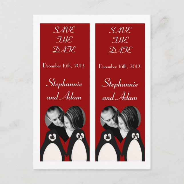 Carte Postale Faire-part Enregistrer le livre de dates Mark Favors Penguin  (Devant)
