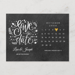 Carte Postale Faire-part Enregistrer le tableau de bord du coeur Gold du ca
