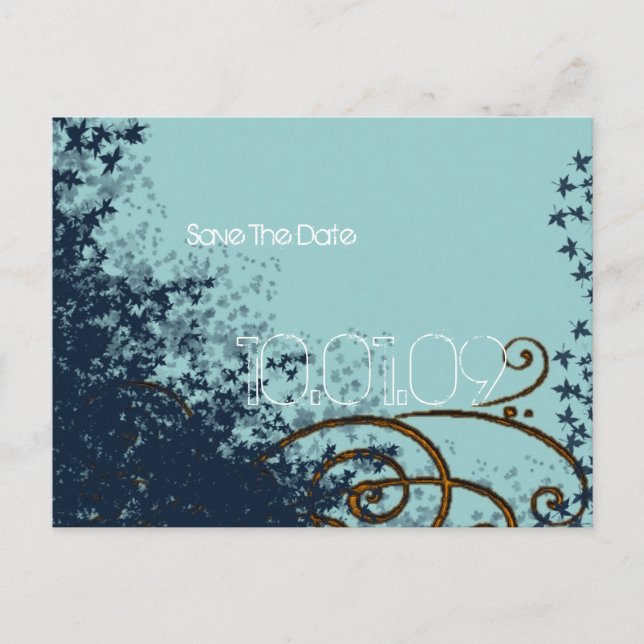 Carte Postale Faire-part Enregistrer les tourbillons de la feuille de date  (Devant)