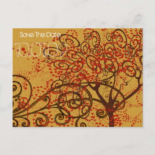 Carte Postale Faire-part Enregistrer les tourbillons de l'arbre de la date  (Devant)