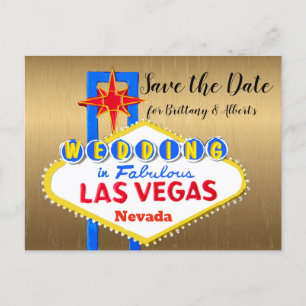 Carte Postale Faire-part Enregistrer l'or Mariage de date Las Vegas