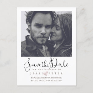 Carte Postale Faire-part Enregistrez la date, cadre photo d'appareil photo 