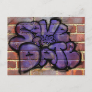 Carte Postale Faire-part Enregistrez la date Graffiti