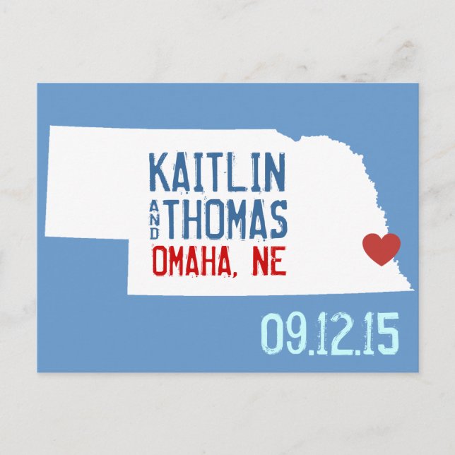 Carte Postale Faire-part Enregistrez la date - Personnalisable - Nebraska (Devant)