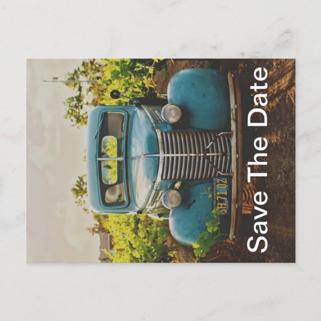 Carte Postale Faire-part Enregistrez la date pour un camion classique (Devant)