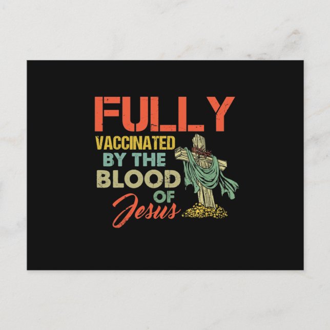 Carte Postale Faire-part Entièrement Vacciné Par Le Sang De Jésus Drôle Chr (Devant)