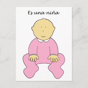 Carte Postale Faire-part Es una Niña C'est une fille en espagnol