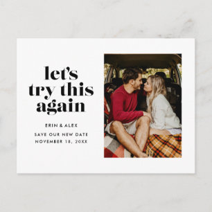 Carte Postale Faire-part Essayons Encore Une Fois Changer La Date Mariage