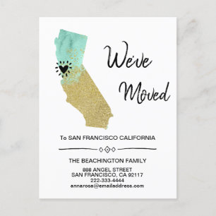 Carte Postale Faire-part *~* ÉTAT Menthe Pailletée de Californie en mouveme