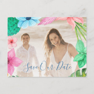 Carte Postale Faire-part Été tropical moderne photo mariage enregistrer la 