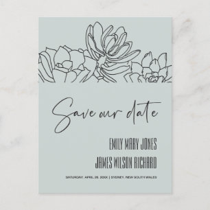CARTE POSTALE FAIRE-PART ÉTOILES DE CACTUS DE DÉSERT GRIS DESSIN DE PLANTE