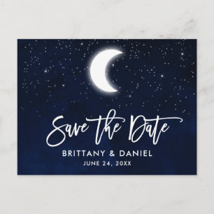 Carte Postale Faire-part Étoiles de la lune céleste de brosse Enregistrer l