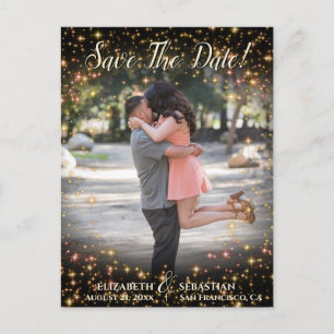 Carte Postale Faire-part Étoiles étincelantes Photo superposition Mariage E