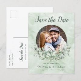 Carte Postale Faire-part Eucalyptus aquarelle photo mariage Enregistrer la 