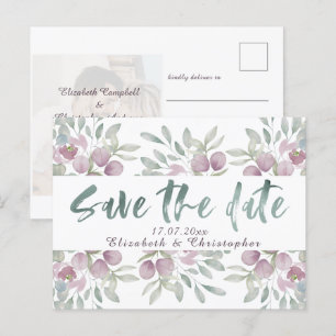 Carte Postale Faire-part Eucalyptus Aquarelle Sage Vert Enregistrer La Date