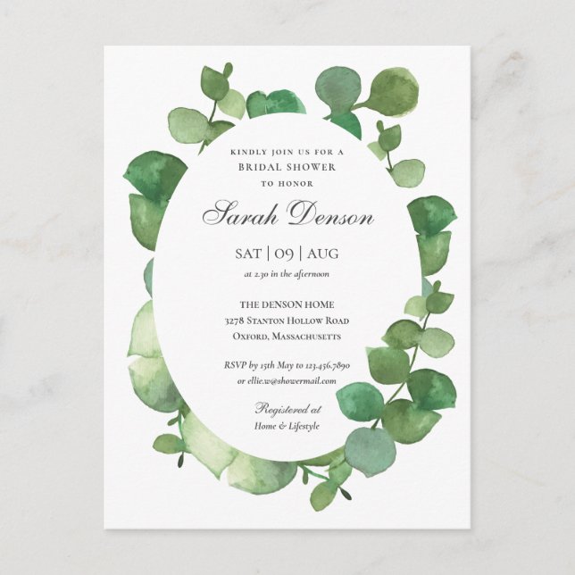 Carte Postale Faire-part Eucalyptus Bohème Floral Fête de Mariage (Devant)