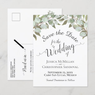 Carte Postale Faire-part Eucalyptus & Boho de verdure Mariage Enregistrer l