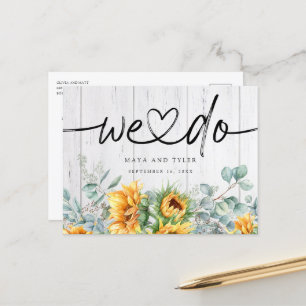 Carte Postale Faire-part Eucalyptus De Tournesol Rustique Nous Sauvegardons