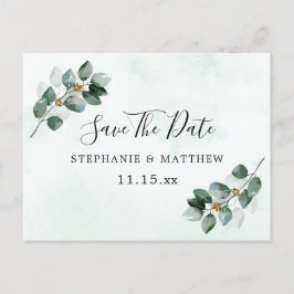 Carte Postale Faire-part Eucalyptus Feuilles Mariage Élégant Enregistrer La