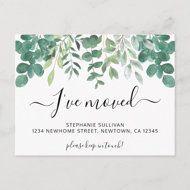 Carte Postale Faire-part Eucalyptus j'ai déménagé (Devant)