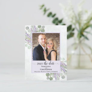 Carte Postale Faire-part Eucalyptus Mariage violet Enregistrer la date Phot