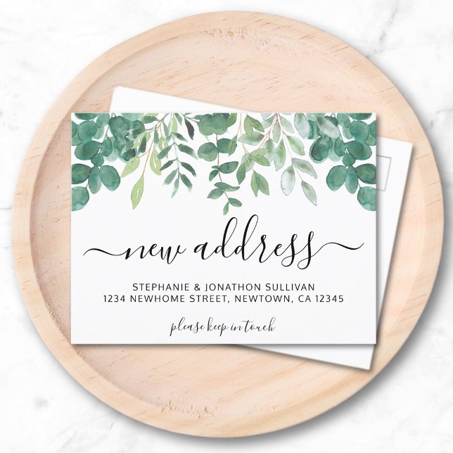 Carte Postale Faire-part Eucalyptus Nouvelle Adresse Déplacement (Créateur téléchargé)