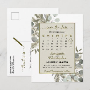 Carte Postale Faire-part Eucalyptus & Pine Taupe Tan Enregistrer le calendr