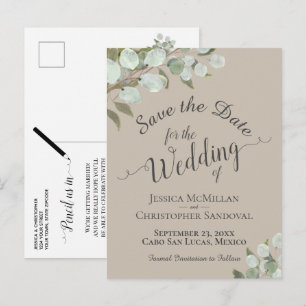 Carte Postale Faire-part Eucalyptus & Verdure Mariage à la mode Enregistrer