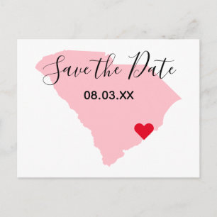 Carte Postale Faire-part Événement à retenir Pink South Carolina Red Heart