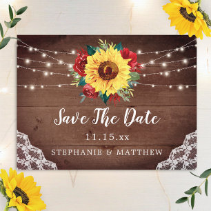 Carte Postale Faire-part Événement à Sauvegarder Fleur de Tournesol Rustiqu