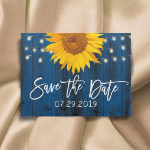 Carte Postale Faire-part Événement à venir mariage tournesol bleu marine ru