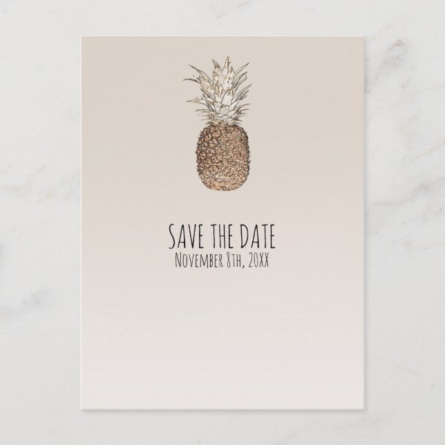 Carte Postale Faire-part Événement Tropical Hawaïen Save The Date au Pineap (Devant)