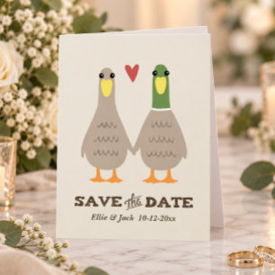 Carte Postale Faire-part Faire annonce de mariage de canards d'amour mignon