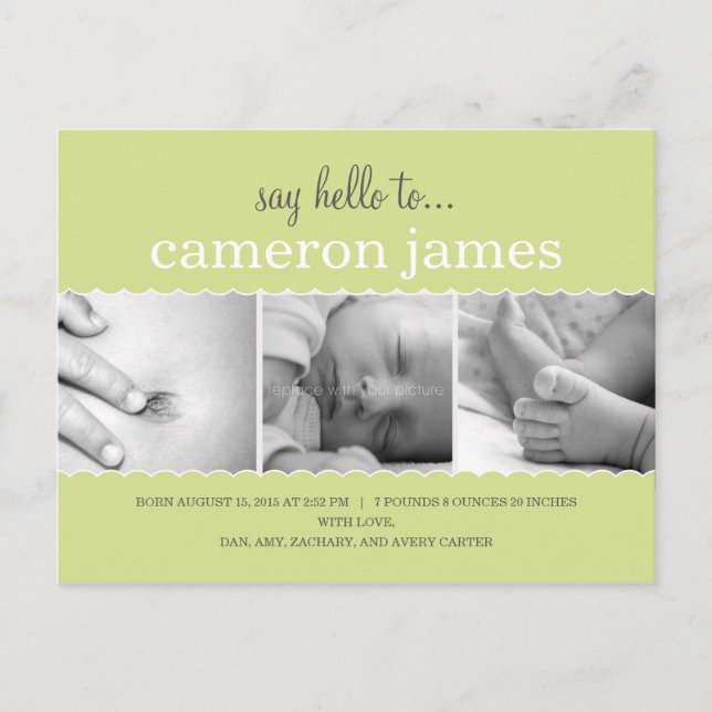 Carte Postale Faire-part Faire annonce de naissance de coquilles Saint-Jacq (Devant)