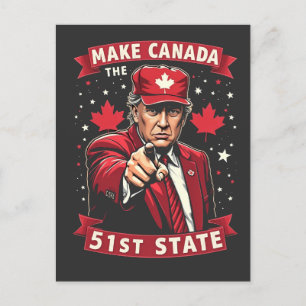 Carte Postale Faire-part Faire de l'Amérique le 51e État Canado-Américain