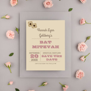 Carte Postale Faire-part Faire part de Bat Mitzvah Rose Gold Rustique