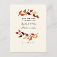 Faire part de gouache Feuilles d'automne