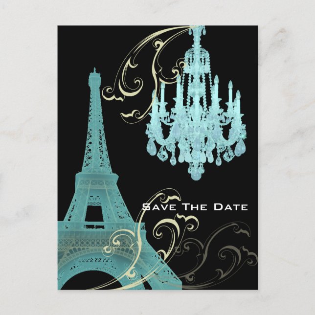 Carte Postale Faire-part faire part de mariage à la Tour Eiffel de Paris (Devant)