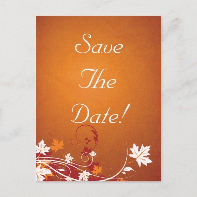 Carte Postale Faire-part Faire part de mariage abstrait de feuilles d'autom (Devant)