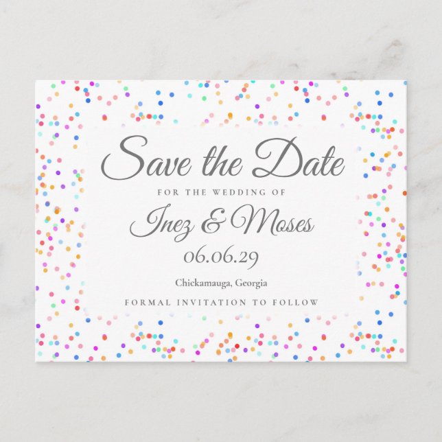 Carte Postale Faire-part Faire part de mariage arc-en-ciel romantique (Devant)