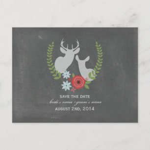 Carte Postale Faire-part Faire part de mariage floral cerf craie inspiré