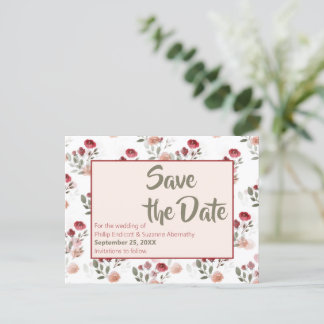Carte Postale Faire-part Faire part de mariage motif Roses Bourguignon Rosé