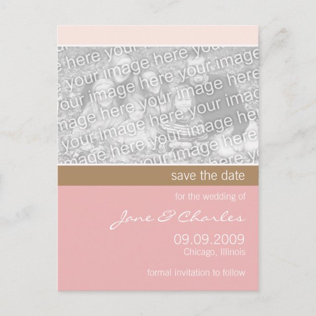 Carte Postale Faire-part Faire part de mariage rose clair et beige (Devant)