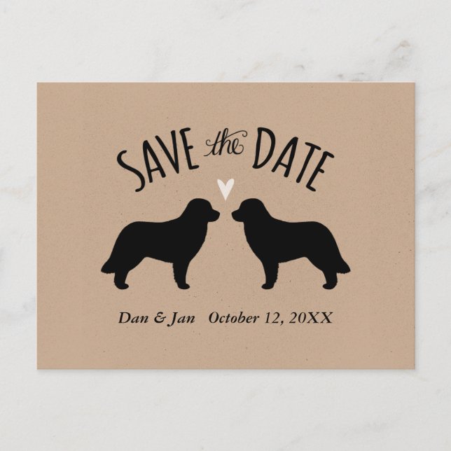Carte Postale Faire-part Faire part de mariage silhouettes de Leonberger (Devant)