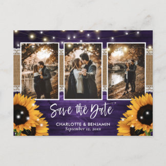 Carte Postale Faire-part Faire part de mariage Tournesol Lumières Violettes