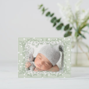Carte Postale Faire-part Faire part de naissance genre neutre vert sauge vi