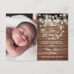 Carte Postale Faire-part Faire part de naissance Remerciement Bois Rustique