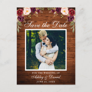 Carte Postale Faire-part Faire part de photo de date de sauvegarde florale 