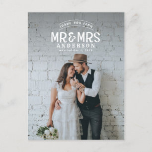 Carte Postale Faire-part Faire part de remerciement de mariage photo rustiq